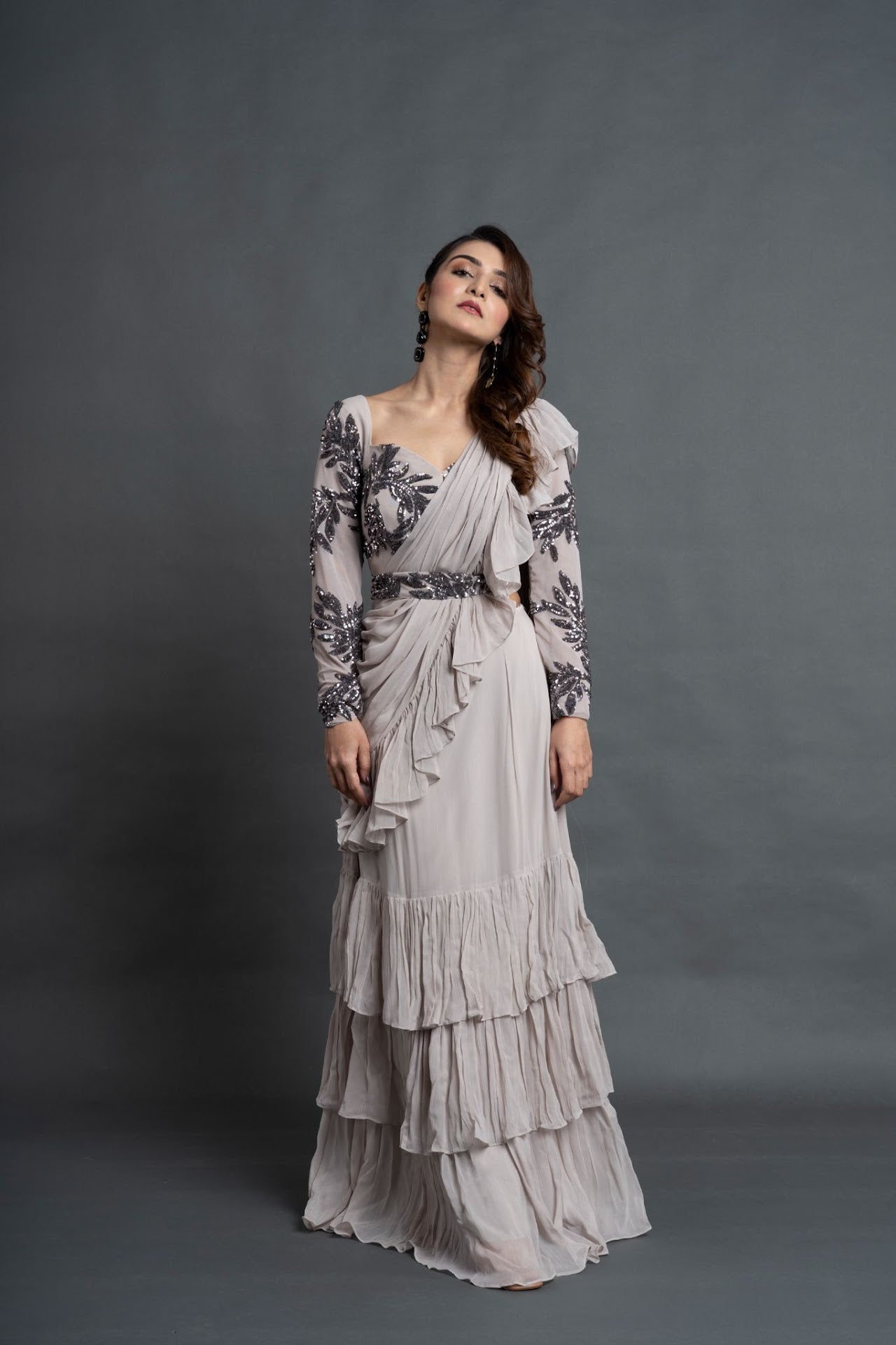 Stunning Ash White Saree