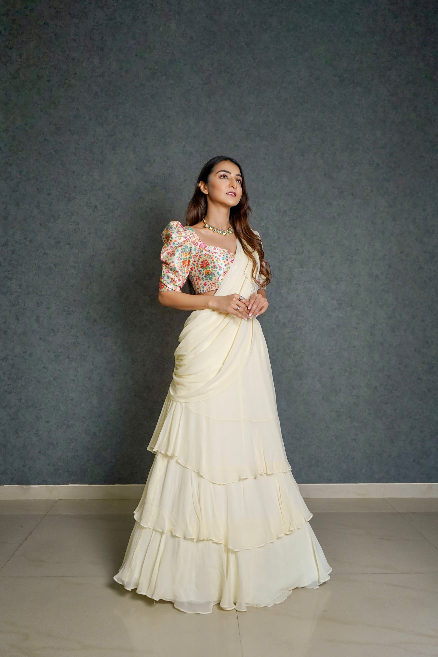 Royal White Lehenga Saree