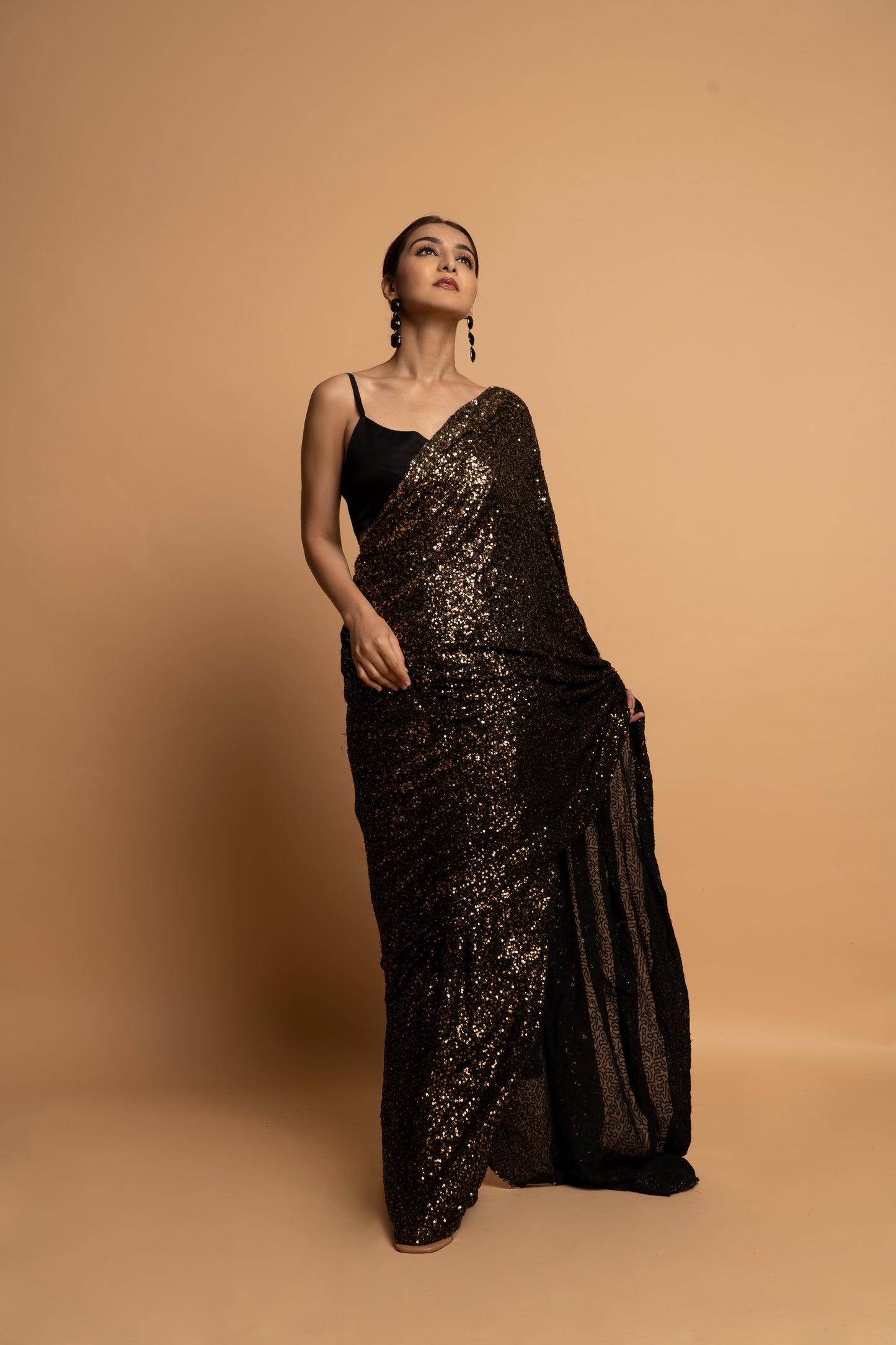 Black night Pre draped Saree