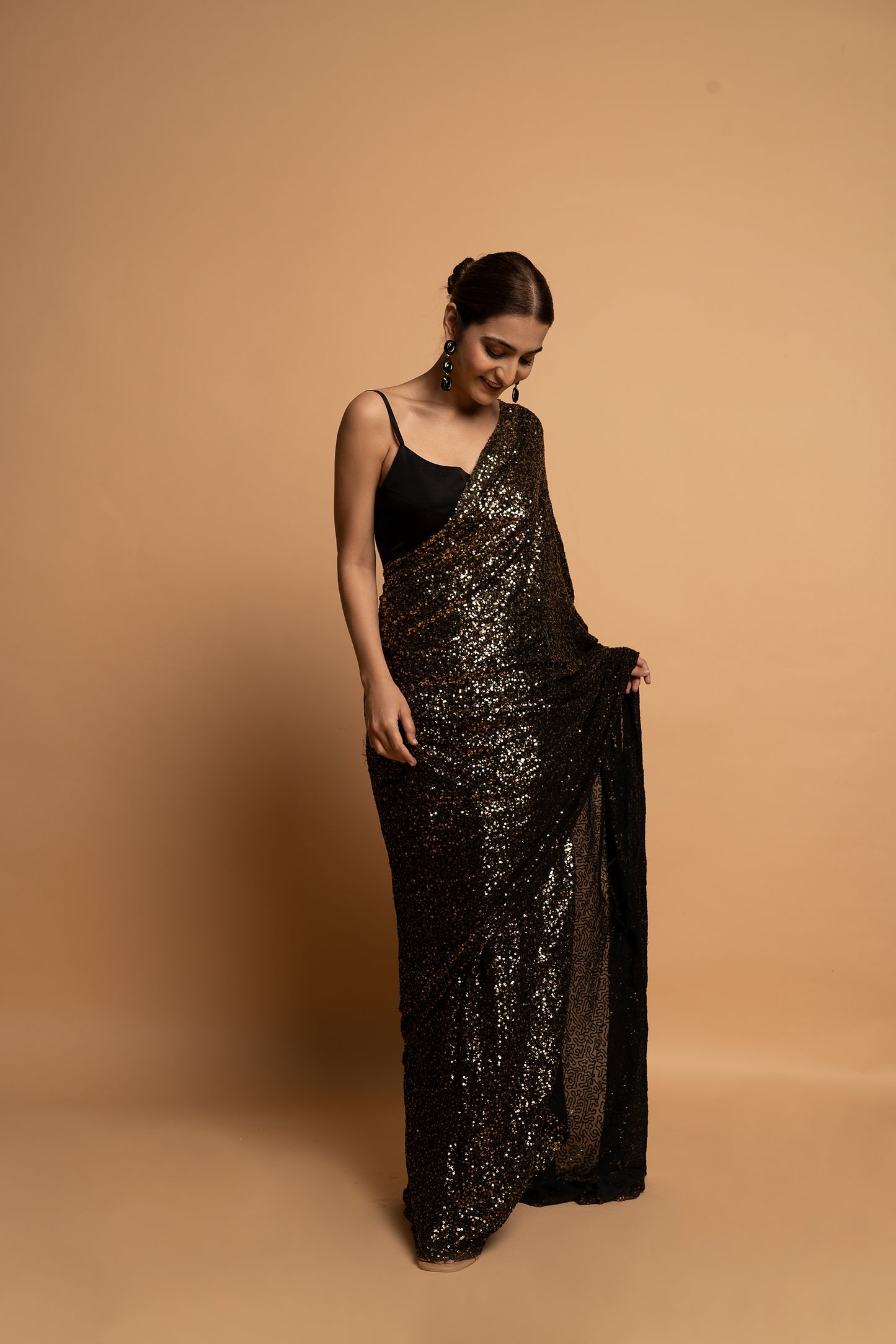 Black night Pre draped Saree