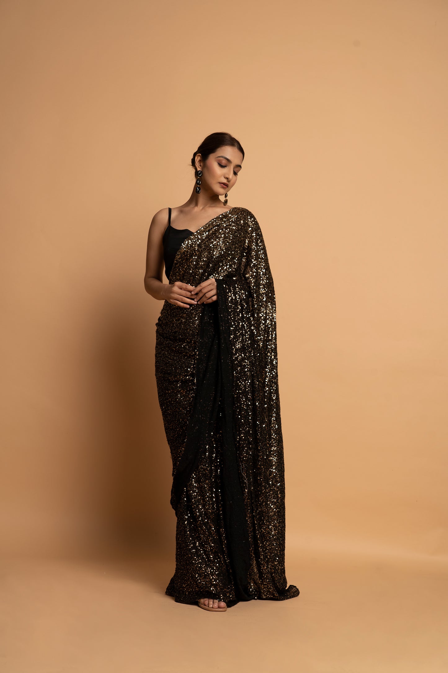 Black night Pre draped Saree