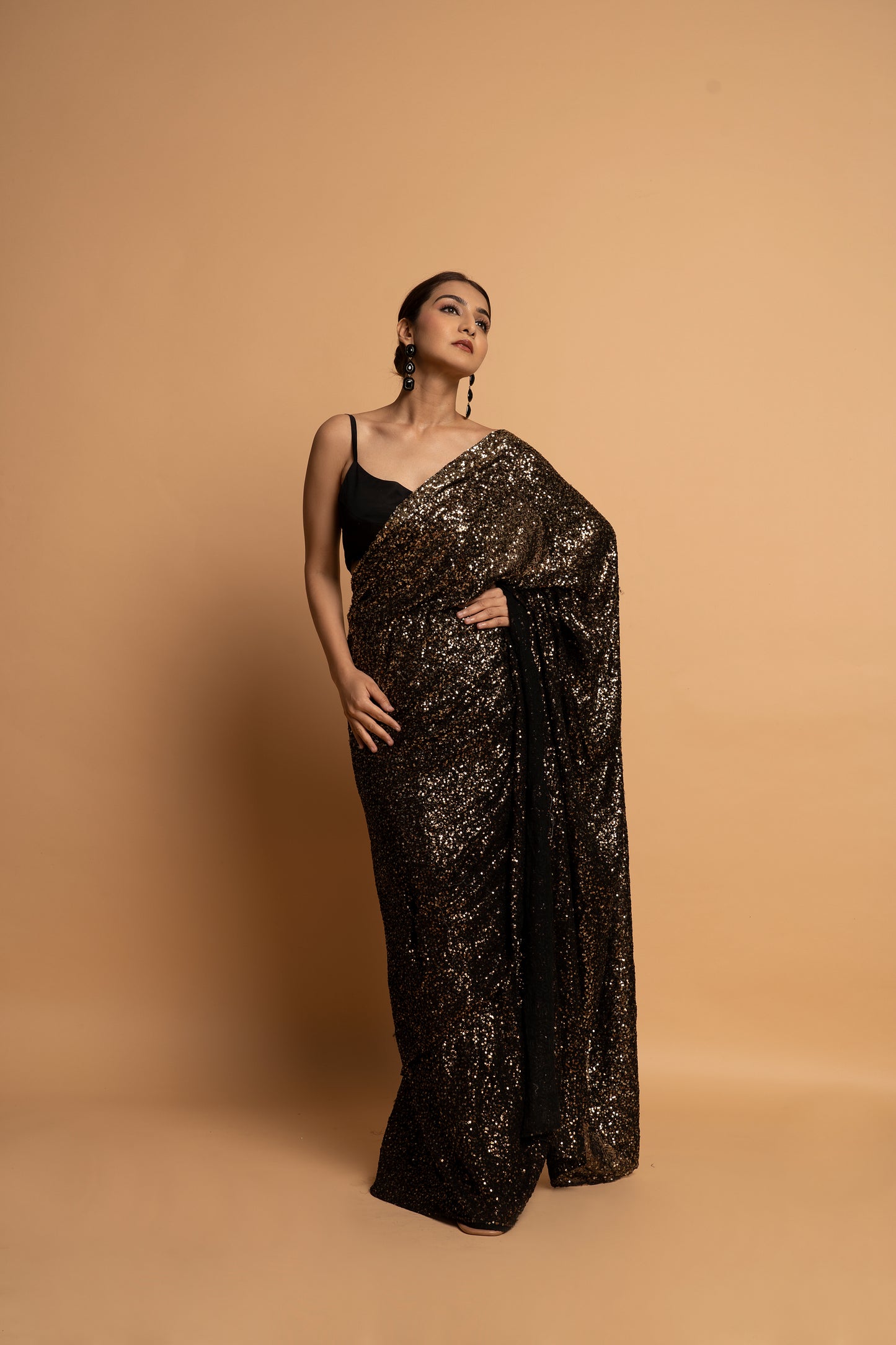 Black night Pre draped Saree