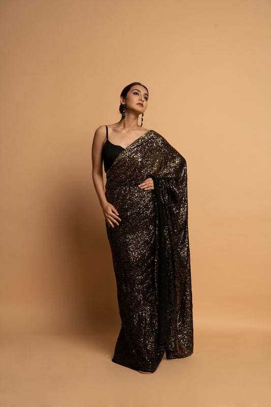Black night Pre draped Saree