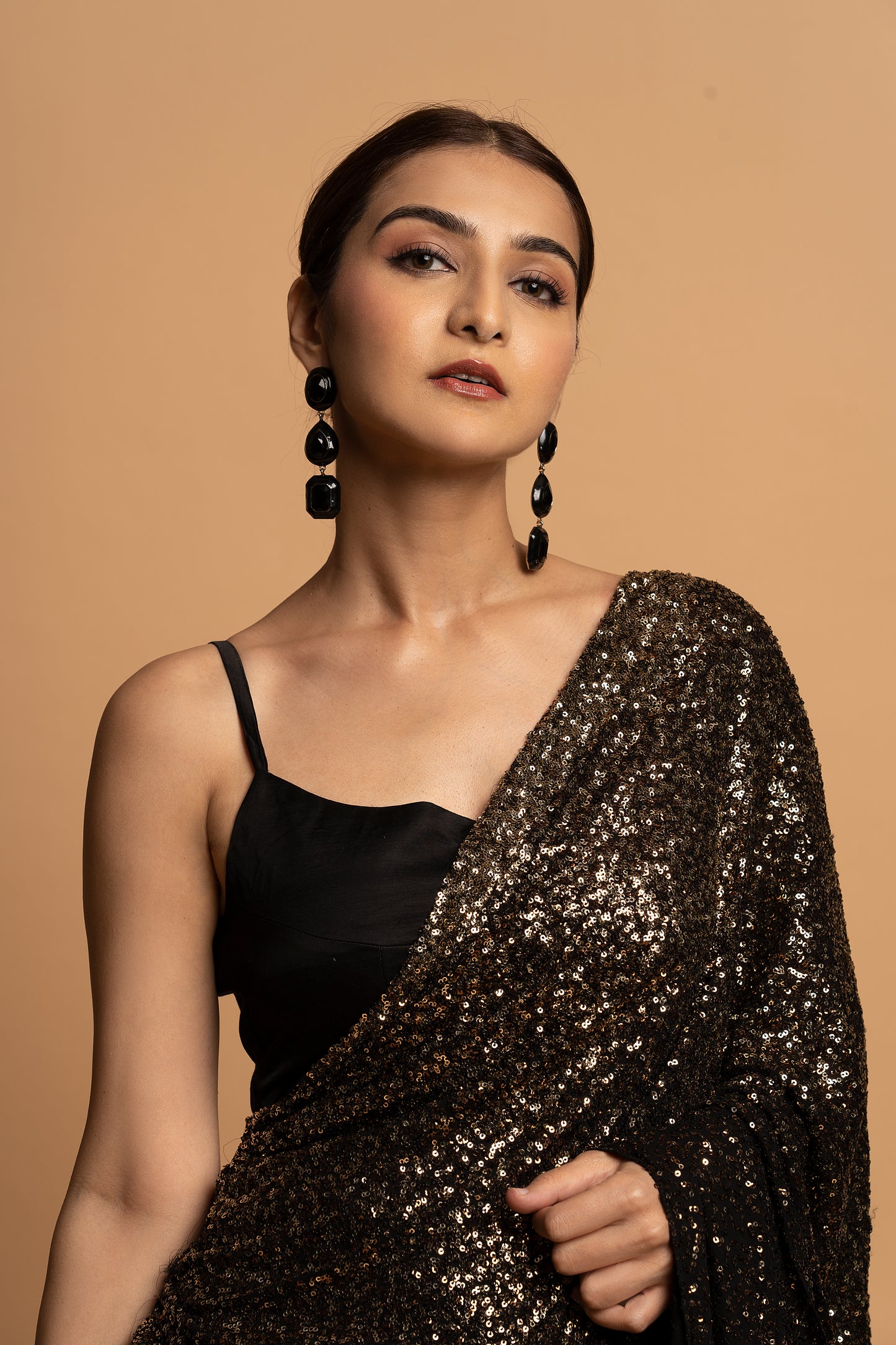 Black night Pre draped Saree