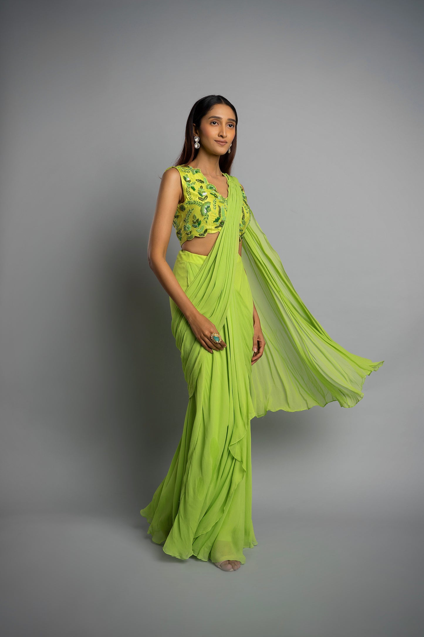 Green Anastasia Saree