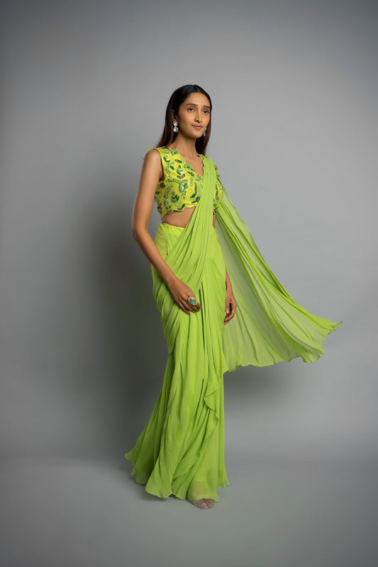 Green Anastasia Saree