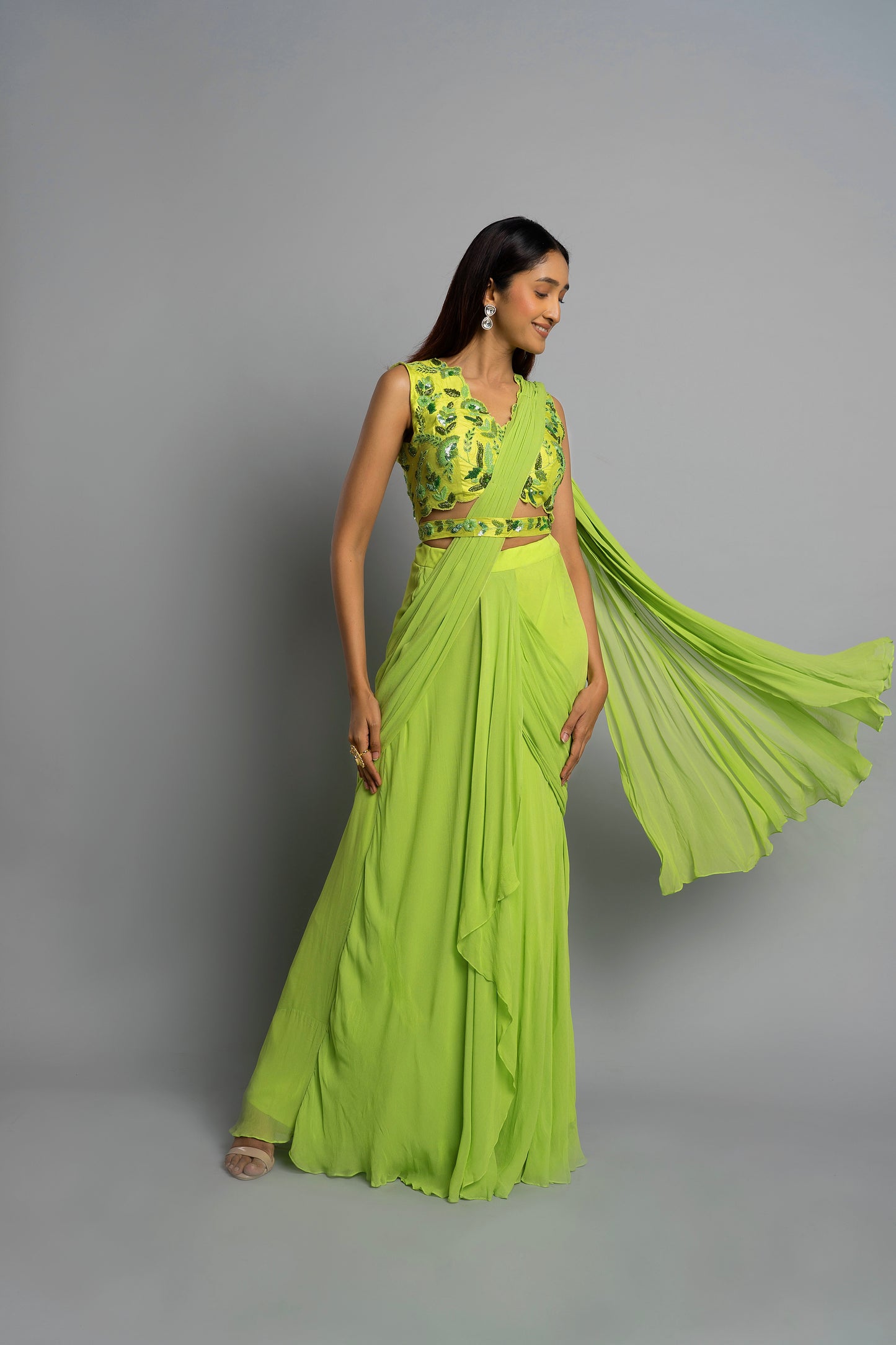 Green Anastasia Saree