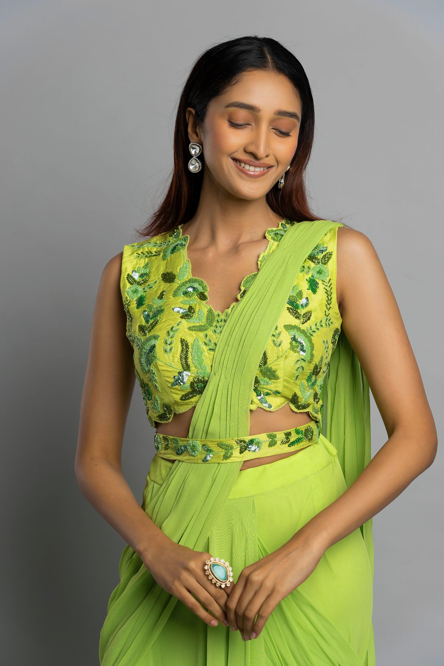 Green Anastasia Saree