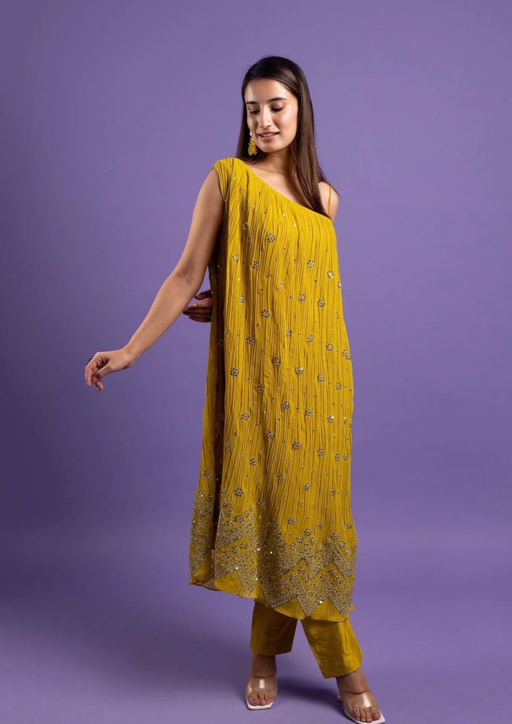 Lime One Shoulder Suit