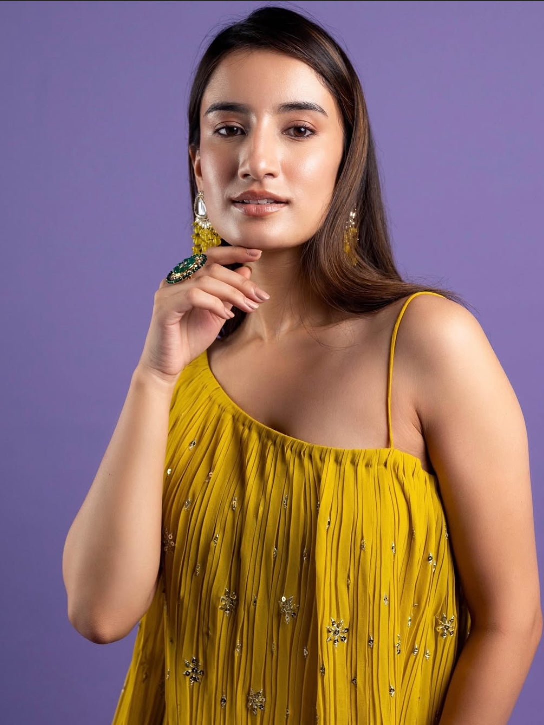 Lime One Shoulder Suit