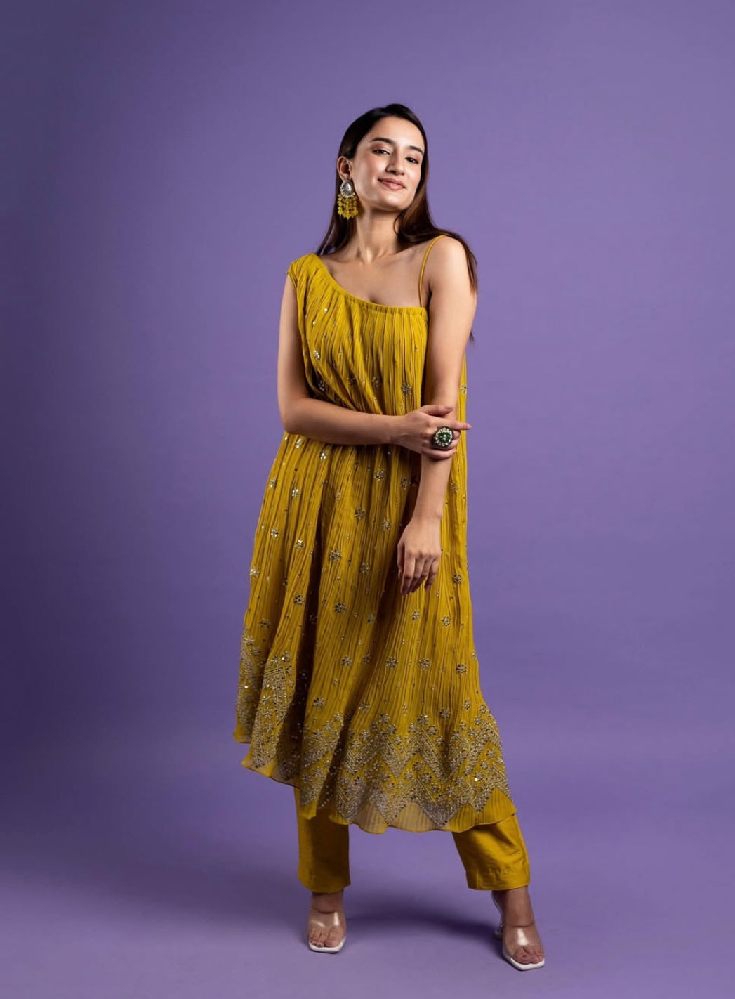 Lime One Shoulder Suit