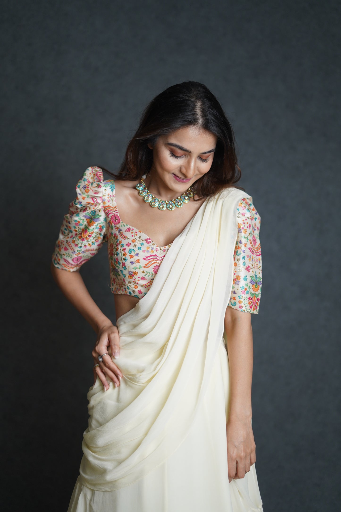 Royal White Lehenga Saree