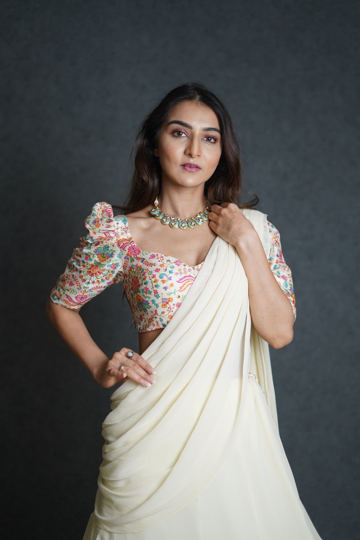 Royal White Lehenga Saree