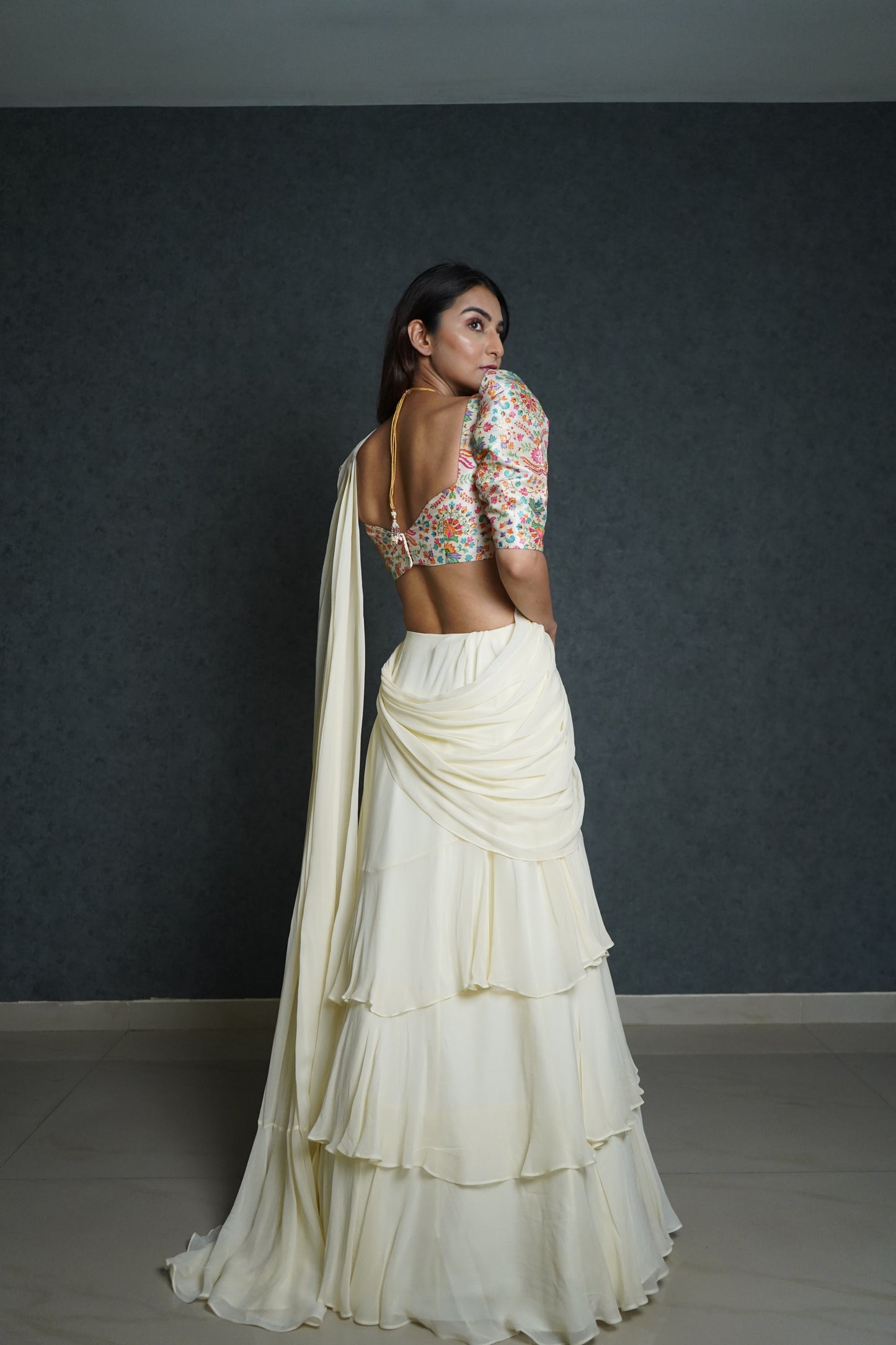 Royal White Lehenga Saree