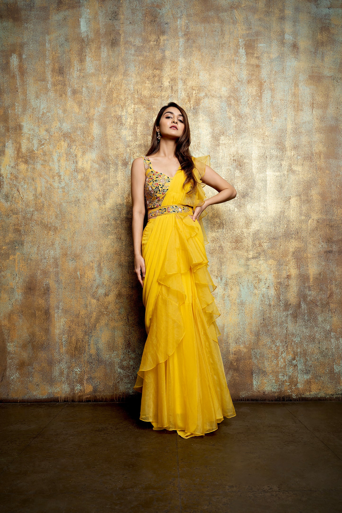 Sunflower Ruffle Saree