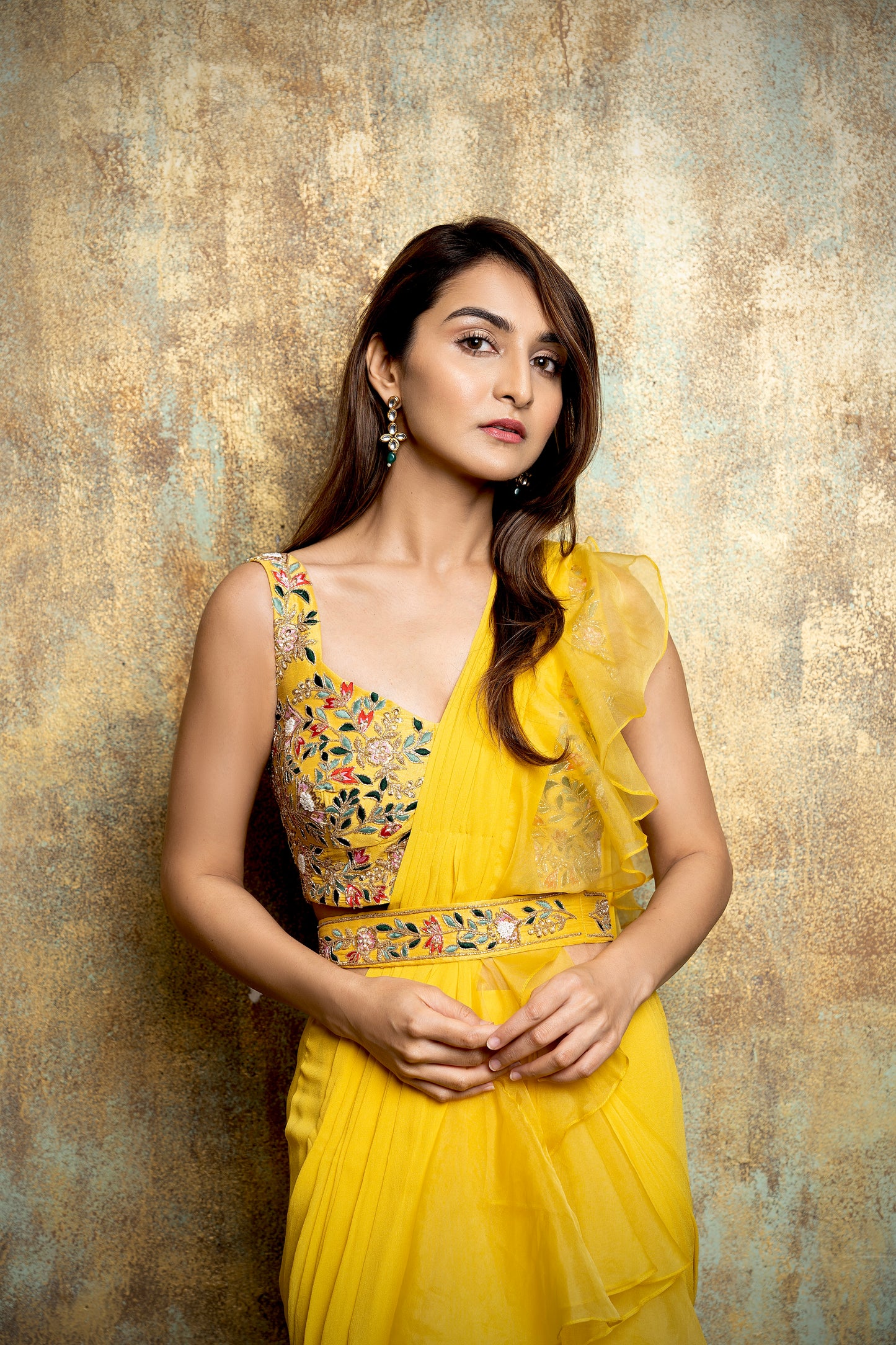 Sunflower Ruffle Saree