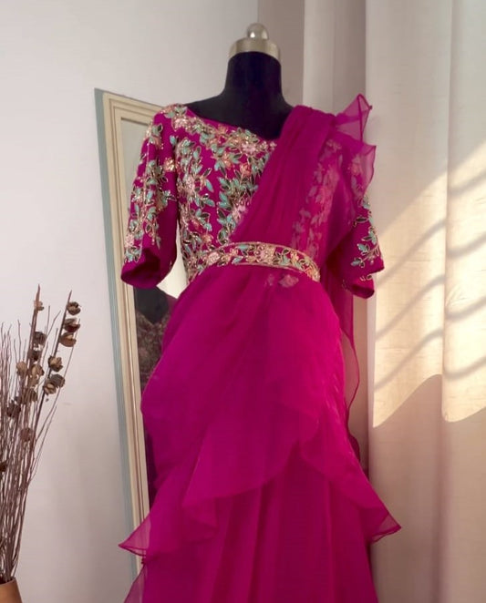 Magenta saree