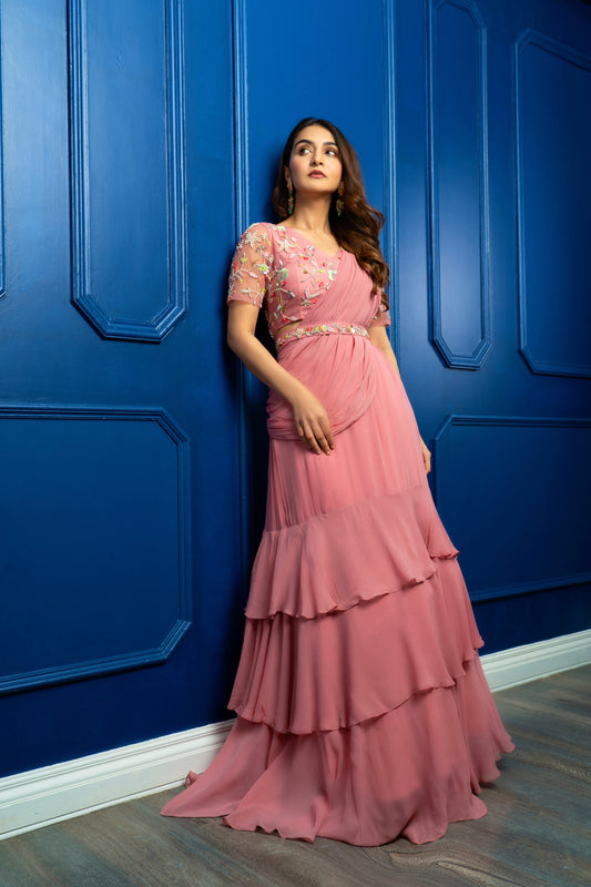 Coral Saree