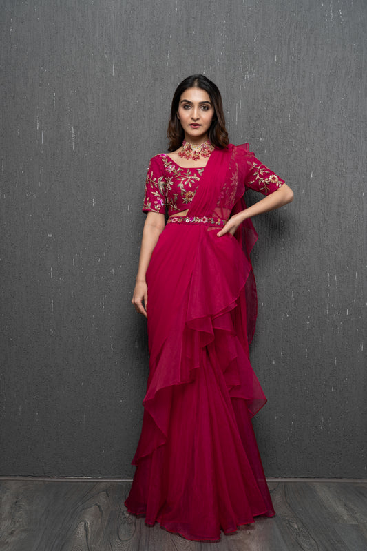Rose Pink saree
