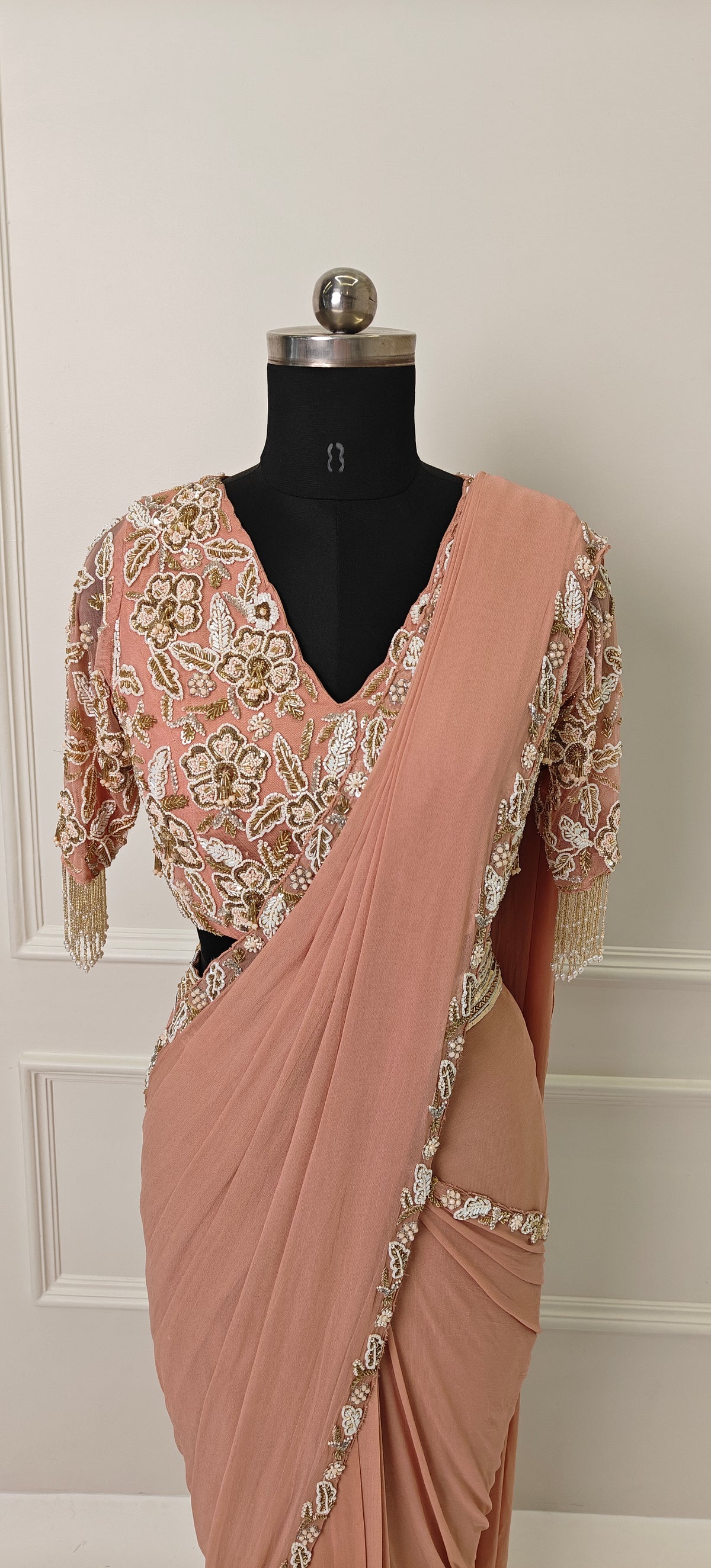 Dusty Peach Pre-Draped Saree