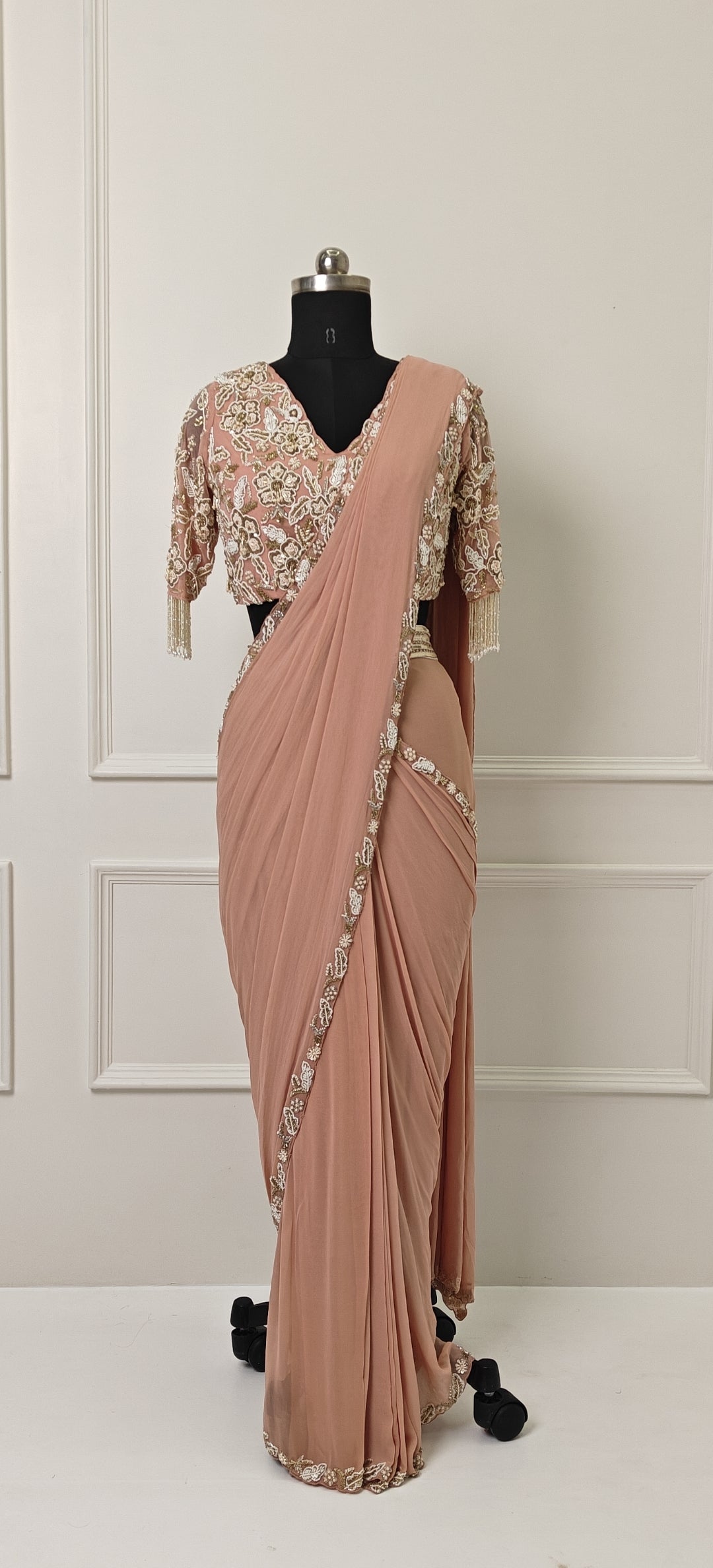 Dusty Peach Pre-Draped Saree