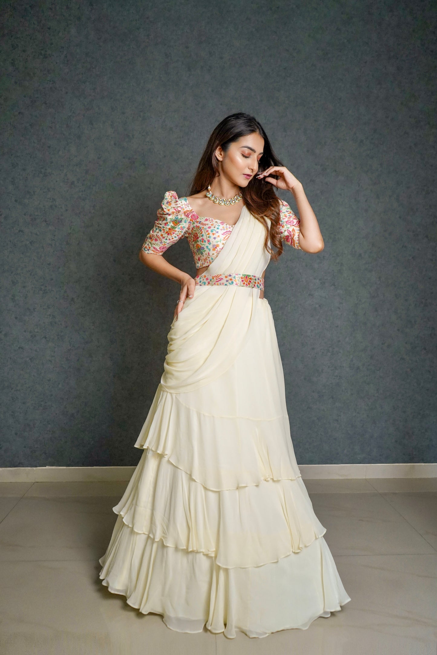 Royal White Lehenga Saree