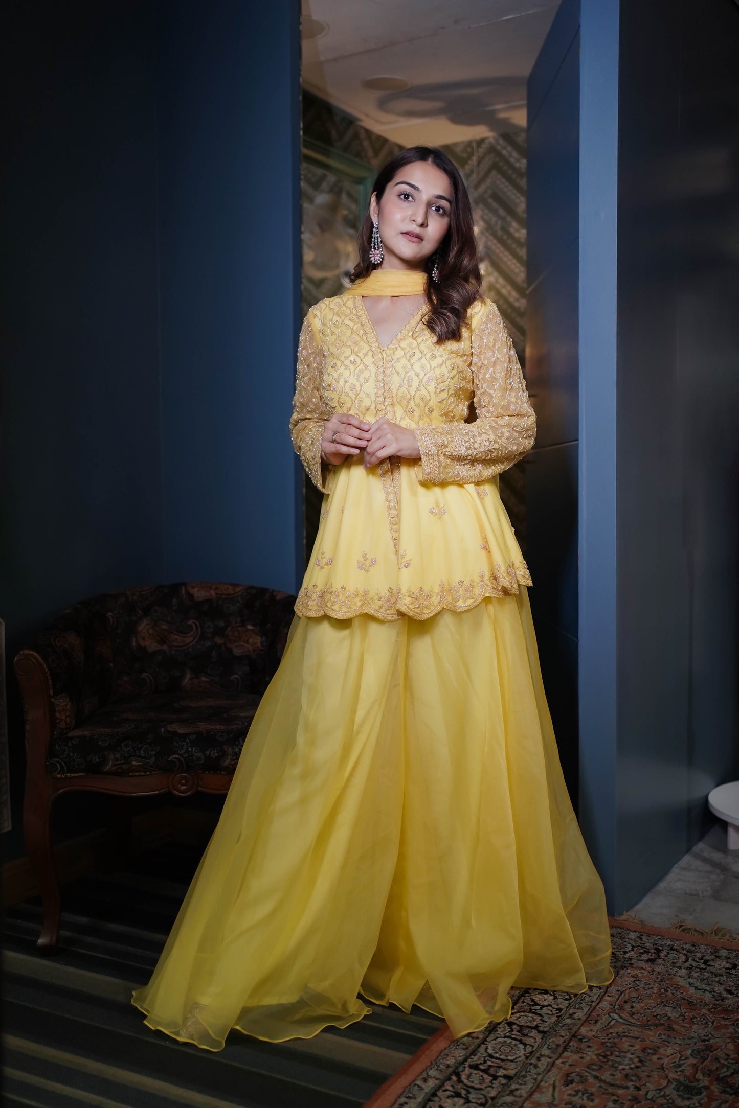 Bloom Peplum Palazzo Suit