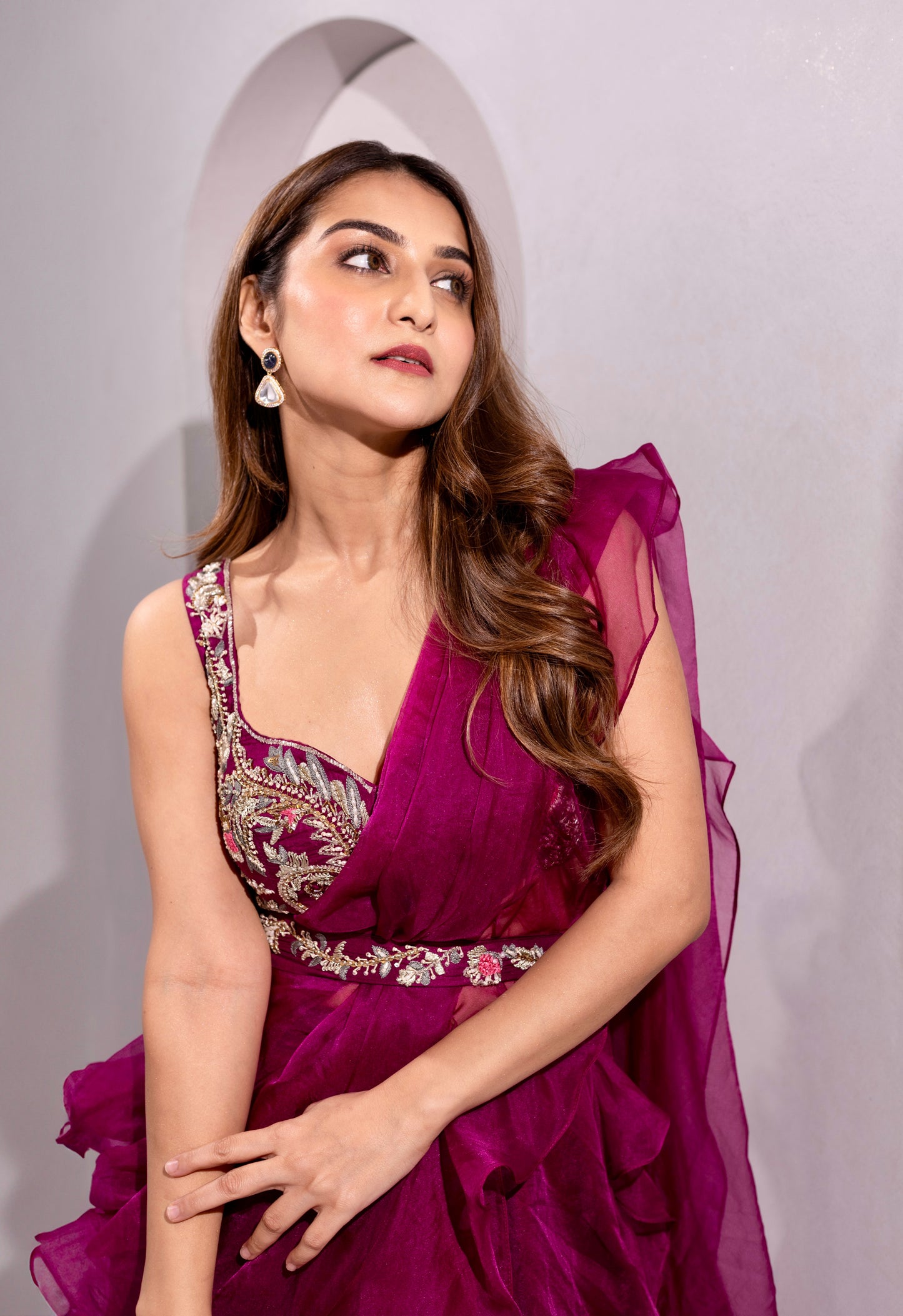 Plum Saree