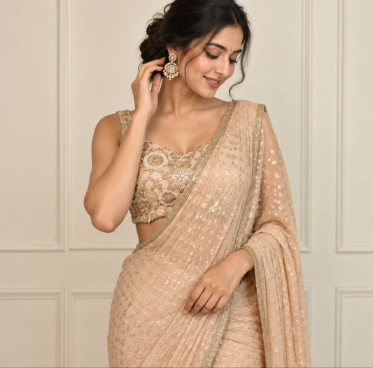 Champagne Gold Saree Set